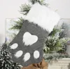 Calze Cute Dog Zampa Calza di Natale Bambini Bambini Regali di Natale Sacchetti di caramelle Decorazioni per l'albero di Natale Festa a casa Decorativa LSK405