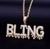 Hiphop aangepaste micro drip aangepaste letters hanger ketting combinatie letters naam hanger 24inch tennis kettingen zirconia sieraden