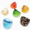 6pcs بالجملة الساخنة 17-19mm نقاط الرمال الذهبية Lampwork Glass Murano Rings Rings Murano Rings