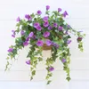 62cm 25 heads Artificial Flower Morning Glory Fake Silk Hanging Plant Vine Simulation Wall Garland Wedding Home Party DIY Decor