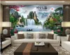 Tapety niestandardowe zdjęcie tapety do ścian 3D Mural Chinese Style idylliczny wodospad krajobraz Sceneria sypialnia