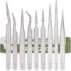 High Quality Green Package ST - 10 11 12 13 14 15 16 17 18 Silver Nipper 1.5mm Stainless Steel Tweezers Repair Tools 120pcs/lot