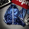 Men's Elegant Sports Suit Male Fashion Brand Korean Jackets Pants Loose Large Size Bright Silk Baseball Clothes Coat Set CX200730