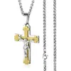 Hot sale fashion Men Christ Crucifix Jesus Pendant Necklaces Stainless Steel Link Chains Religious Cross Jewelry