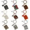 Wristlet Keychain Card Bag Leopard Snake Wallet PU Läder O Key Chain Ring Holder Kvinnor Armband KeyRing Girls Smycken 50PCS DW5690