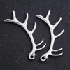 30 st Legering Lucky Deer Antler Charms Antik Silver Charms Hängsmycke För Halsband Smycken Gör fynd 33x67mm