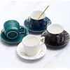 Tazza da tè in ceramica marmo della tazza di caffè piattino Spoon Set 200ml Nordic Matt Porcelain Tea Set avanzata Teacup Cafe Espresso Cup