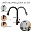 Kitchen Sink Faucet Pull Out Sprayer Swivel Spout Matt Black Mixer Tap Flexible Pull Down Faucets335r