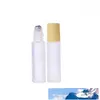 10ml Amber Blue Clear Frosted Glass Roll na butelce Olej Essential Oil Perfumy Butelka Travel Dispensator Butelka Steel Roller Ball Wood Cap