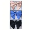 Mode high-end print ribbon bow slipsar för män passar bröllop krage båge slipsar manschettknappar fickhandduk 3 stycken set