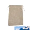 Lot de 50 sacs en toile de jute avec cordon de serrage naturel Pochettes à bijoux 10 x 15 cm