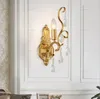 ランプヨーロッパモダンクリスタルウォールランプゴールドスコンセウォールライトリビングルームバスルームの家の屋内照明ベッドルームの装飾