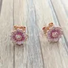 Pink Daisy Flower Stud örhängen Autentic 925 Sterling Silver Studs Passar European Pandora Style Studs Jewelry Andy Jewel 288773C01