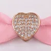 Andy Jewel 925 Silver Beads Pave Heart Clip Charm Clips Fits European Pandora Style Jewelry Bracelets & Necklace 788684C01