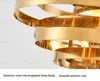 現代のステンレス鋼のゴールドシャンデリアの円形シャンデリアクリエイティブ竜巻雰囲気ペンダントライト高級ダイニングルームランプ照明