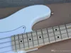 Factory Custom White 4 Strings 20 Frets Electric Bass Guitar med vit pickguardmaple fretboardcan anpassas9587018