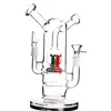 Grande unico TORO Bong in vetro Doppio due funzioni Narghilè Chicha Becher spesso Tubi per acqua in vetro Riciclatore Piattaforme petrolifere Downstem Perc 12,6 pollici 14 mm