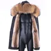 Mannen Parka Winterjas Lange Echte Bontjas Man Parka Natuurlijke Wasbeer Bont Kap Real Liner Streetwear9610273