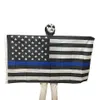 90cmx150cm США Thin Blue Line Флаг Закон Officer Черный Американский Белый и Голубой флаг с латунным Grommet LJJP115