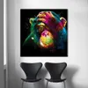 현대 초록 사고 원숭이 유화 캔버스에 탑 아이디어 홈 장식 낙서 벽 예술 거실 포스터 및 4738552