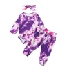 Baby Boy Girl Clothes Tie Dye Abbigliamento Set Manica lunga Pagliaccetto Pantaloni Fiocco Fascia 3 pezzi Moda Neonati Indossare Abiti autunno inverno