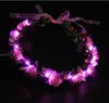 Migające LED Glow Rose Crown Opaski Light Party Rave Floral Włosy Garland Weszwa Ślub Kwiat Dziewczyna Dekoracje GD380