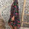 JAYCOSIN 5XL Dress women Plus Size summer dress Loose Print Long Sleeve V-Collar Button Mini Beach vintage vestidos 723