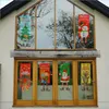 Striscioni natalizi appesi in tessuto creativo bandiera appesa finestra ciondolo appeso a parete decorazioni distico decorazione natalizia 6 disegni BT40