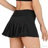 Lu Skirt Short New Through High Waist Women Yoga Shorts Solid Sports Gym Wear Breeches Leggings Elastic Fitness Lady Yoga dress