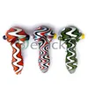 DHL 4inch Glass Spoon Pipe Colorful Wig Wag Pipes Hand Pipe Heady Water For Oil Dab Rigs Smoking
