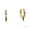 luxo- moda 2020 mulheres mínimas de jóias arco-íris colorido cúbicos zircônia 3 picos de mini pequeno brinco de argola