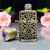 3ml Antiqued Metal Perfume Bottle Arab Style Alloy Hollow out Essential Oils Bottle Middle East Glass Dropper Bottle