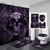 Bathroom Sets Shower Curtain Set 4 Pieces Included Waterproof Washroom Bath Curtains Lid Toilet Cover Mat Non-Slip Pedestal Rug256O