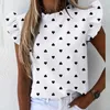 Kvinnor Ananas Blomstryck Ruffle Blus 2020 Sommar Butterfly Sleeve Skjorta Elegant Office Lady O-Neck Toppar Blusa Streetwear T200801