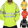 Svart hoodie män huva tröja reflekterande plus storlek män hoodies lapptäcke gula orange arbetskläder män vanlig blixtlås