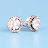 Big CZ Diamond Wedding Earrings Women Summer Jewelry For 925 Sterling Silver Round Sparkle Halo Studörhängen med original Box5509723