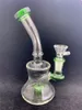 Dab Oil Rig bong Bécher en verre épais Bongs Inline Perc Conduites d'eau 14mm Joint petit recycleur Bong Avec tuyau de brûleur à mazout en verre dhl gratuit