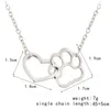 Dog Paw Heart Pendant necklace Silver Gold Plated Chain Fashion Best Friends heart in heart Jewelry for Women Kids
