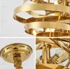 Modern Stainless Steel Gold Chandelier Circular Chandeliers Creative Tornado Atmosphere Pendant Light Luxury Dining Room Lamp Lighting