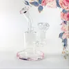 ピンクダブリグガラスボン水ギセル水道パイプクォーツバンガーボウルハニカム Perc Bongs うっとりミニパイプオイルリグ小型バブラービーカー