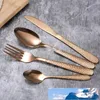 Roestvrijstalen gouden servies set lepel vork mes flatware sets diner steak soep koffie ijs lepel keukengerei