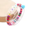 Boho multicolore polimerico argilla amore lettera nappa braccialetti elasticizzati donne 2020 nuova moda bohémien spiaggia vacanza braccialetto di fascino gioielli hot
