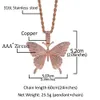 2021 nouvelle mode rose couleur diamant glacé cubique zircone pierres rempli papillon pendentif or argent hommes Hip Hop bijoux