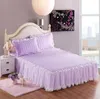 Creative 1 Piece Rendas Bed Skirt +2 peças Fronhas de cama Conjuntos de cama Princess Bedspreads Folha para capa King / Queen