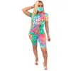 I Cant Breathe Women Tracksuits Tie-dye Letter Printing Round Neck Shorts+Pants With Mask Sport Shorts Two Piece Sets Clothing 30pcs GGA3550