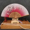 Летний винтажный бамбуковый складной ручной цветочный веер, китайские танцевальные вечерние карманные подарки, женские танцевальные ручные вееры Decor289A