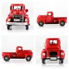 Red Metal Truck and Mini Fake Pine Tree Christmas Decor Christmas Tree Car Model Merry Table Decoration New Year Gifts