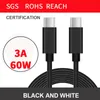 Type C to Type C cable 3A 60W fast Charging 10Gbps High Speed Data Transmission fro Samsung Huawei Moto LG