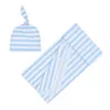 2 stücke Wrapping Neugeborenen Schlaf Hause Nette Beanie Infant Bettwäsche Junge Mädchen Swaddle Decke Gestreiften Mode Baden Baby Kleidung Set11176512