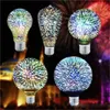 Creatieve kleurrijke LED-bollen 3D Vuurwerk Sterren Decoratieve Bol Filament Bulb A60 ST64 G80 G95 G125